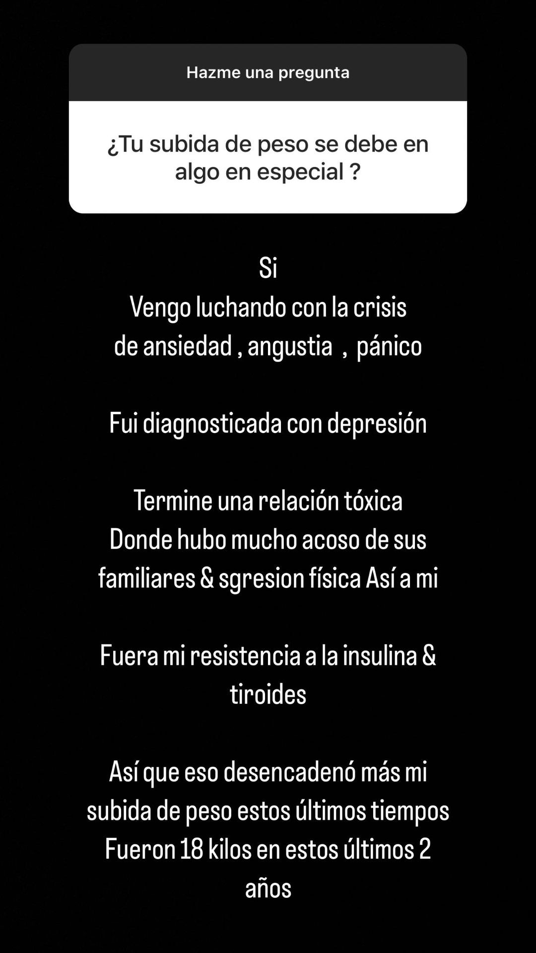 Michelle Carvalho explicó los motivos de su alza de peso tras pregunta de usuario en Instagram.