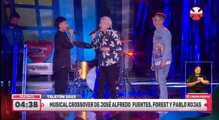 Pablo Rojas reapareció en Teletón: interpretó el clásico 'Te perdí' junto a Pollo Fuentes y Forest.