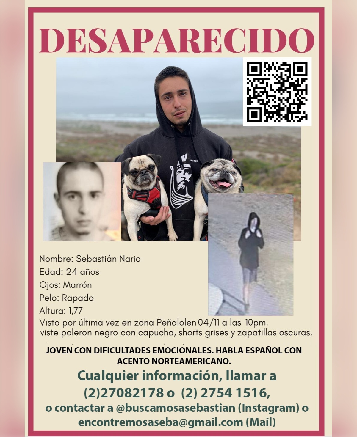 Joven desaparecido en Peñalolén