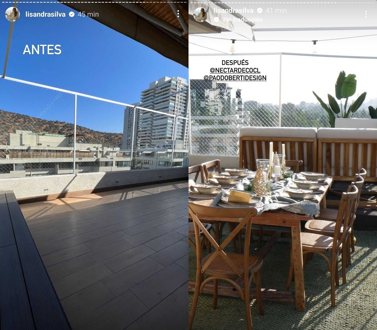 Antes y después terraza Lisandra Silva