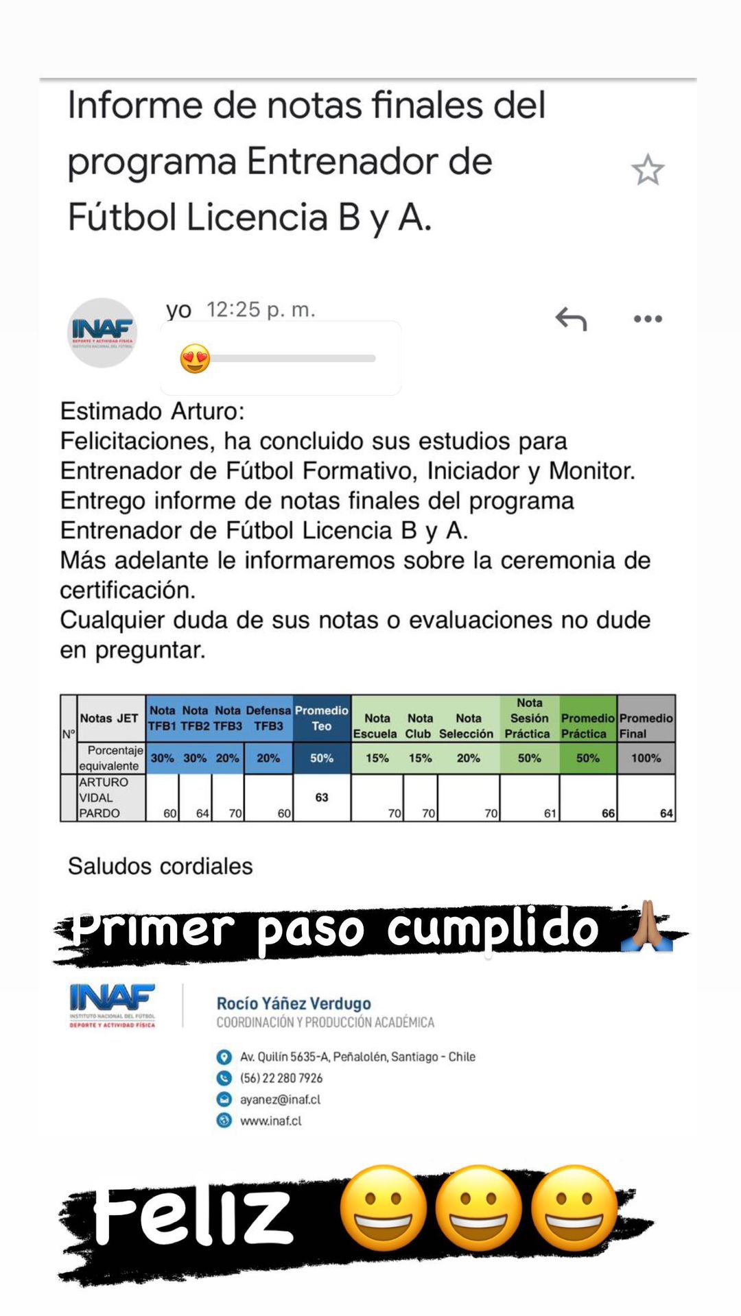 Arturo Vidal reveló sus calificaciones tras cerrar primer ciclo en su camino para ser entrenador.