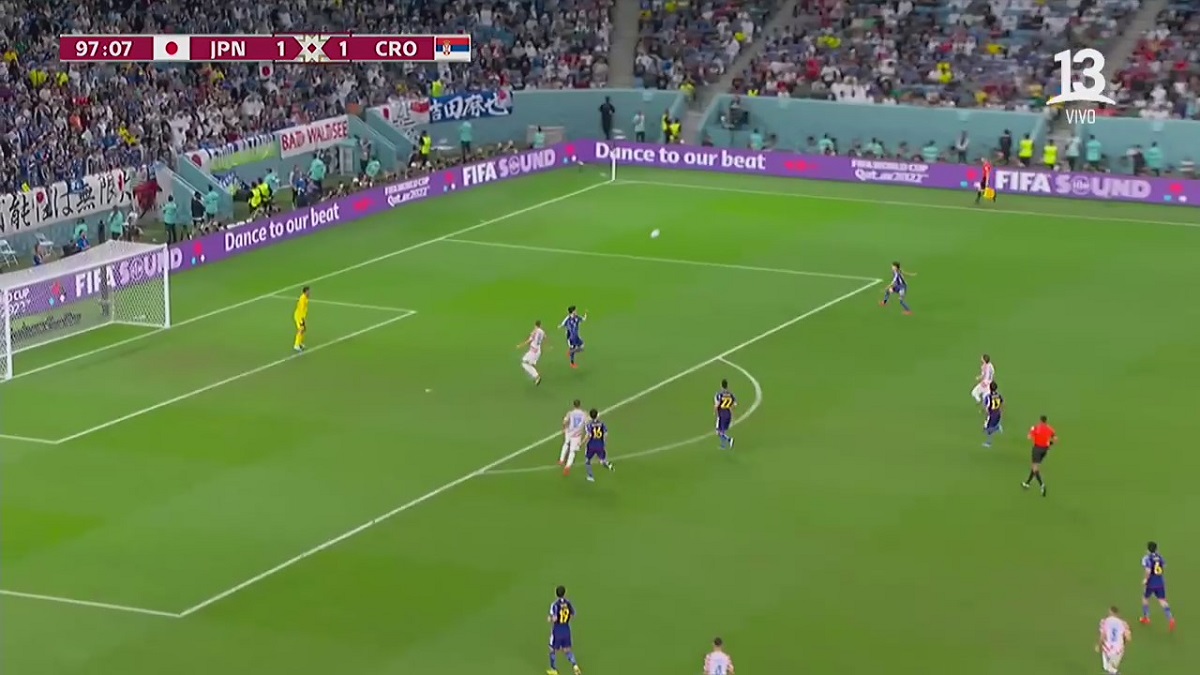Televidentes se percataron de singular error en Canal 13 durante el duelo entre Japón y Croacia