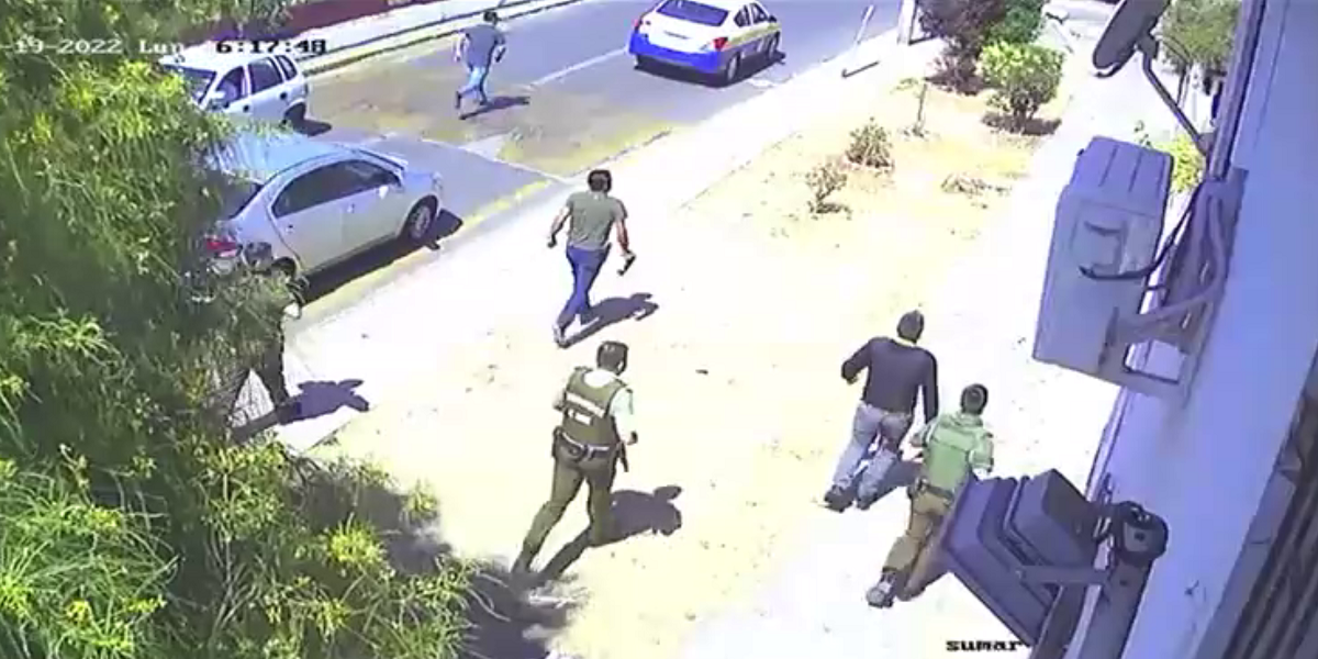 Registran el momento en que carabinero dio muerte a sujeto que lo habría amenazado con arma blanca