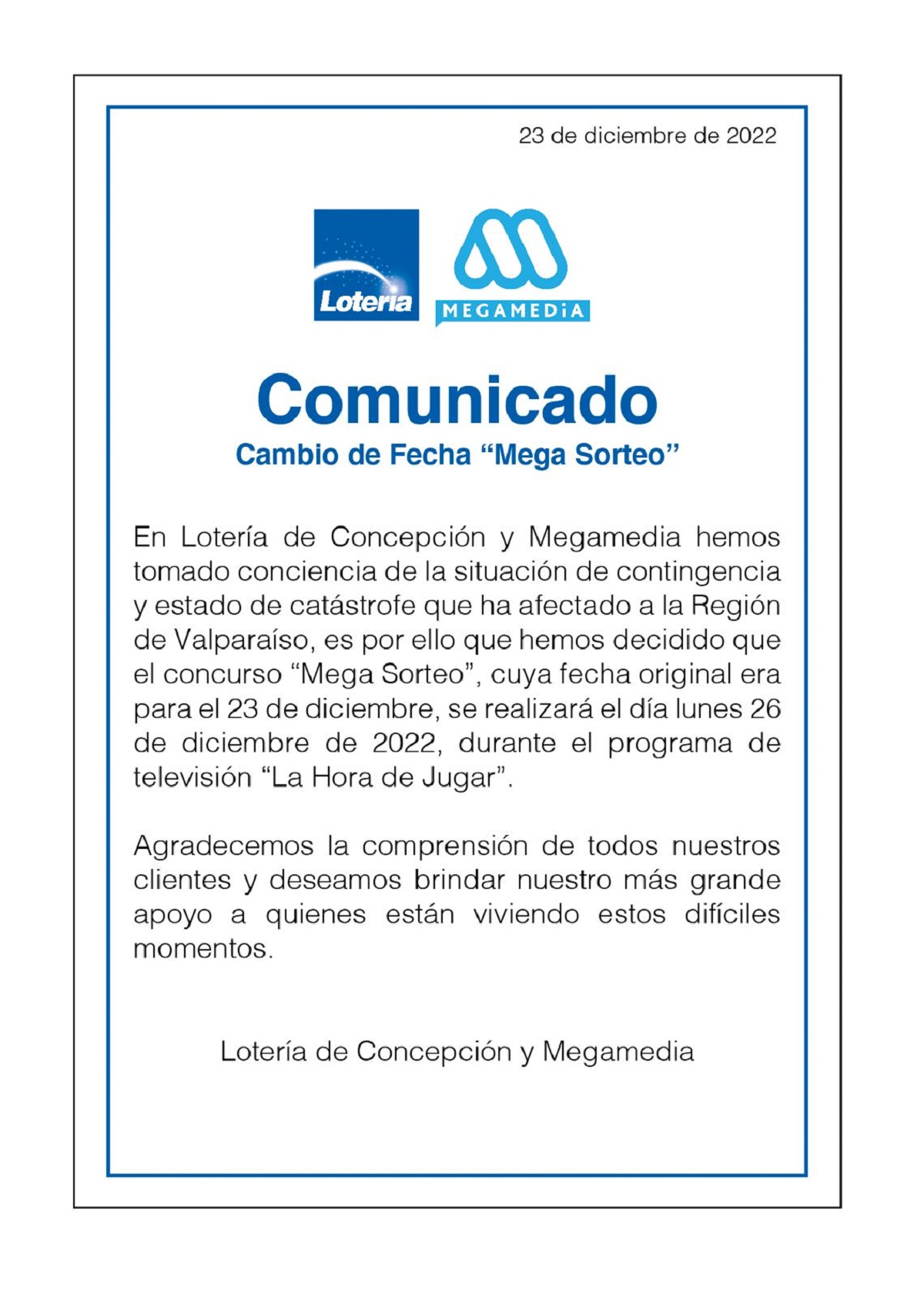 Ante catástrofe: Mega y Lotería anuncian nueva fecha de concurso "Mega Sorteo" de $200 millones