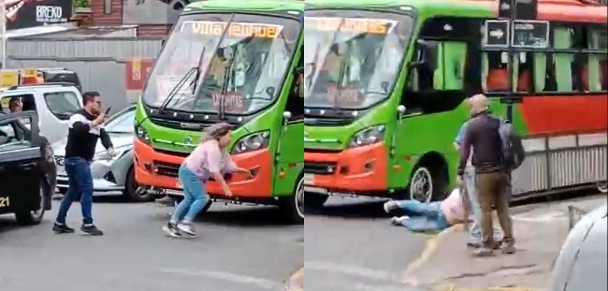 Conductora de taxi terminó en el suelo tras violenta discusión con micrero en Puerto Montt