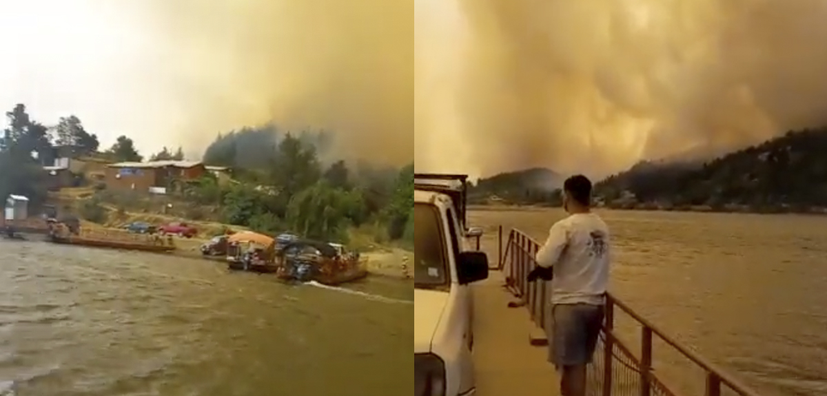 Incendio forestal en Santa Juana: revelan impactantes imágenes de familias evacuando en balsas