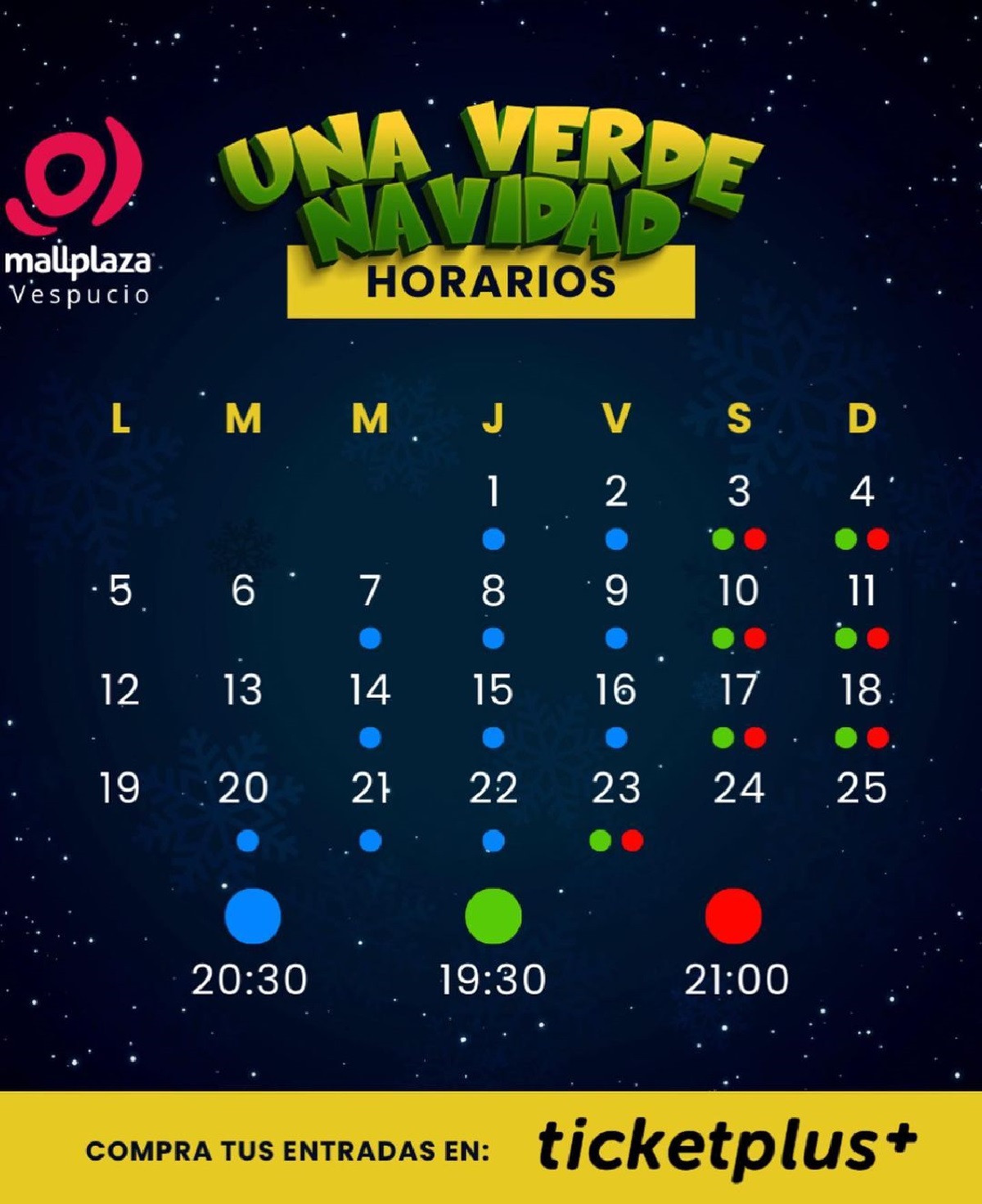 horarios obra Una verde Navidad