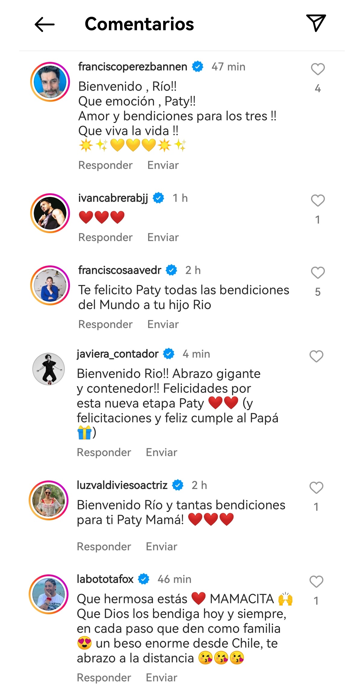 mensajes nacimiento hijo Paty López