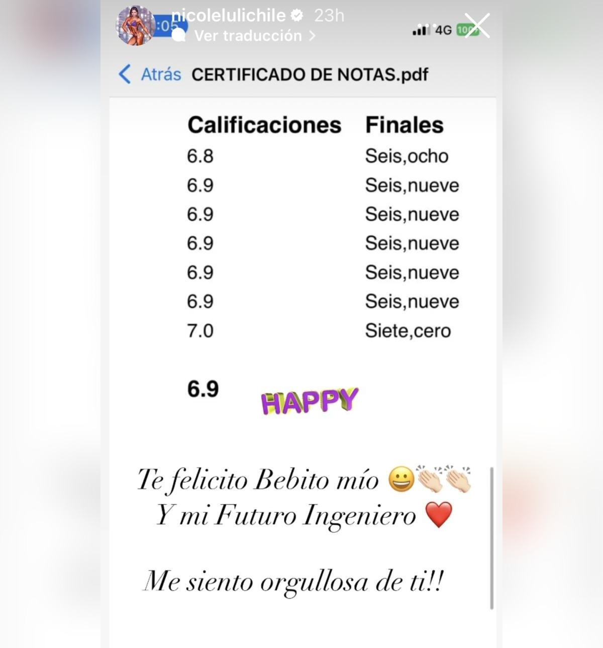 Nicole Moreno cumpleaños hijo