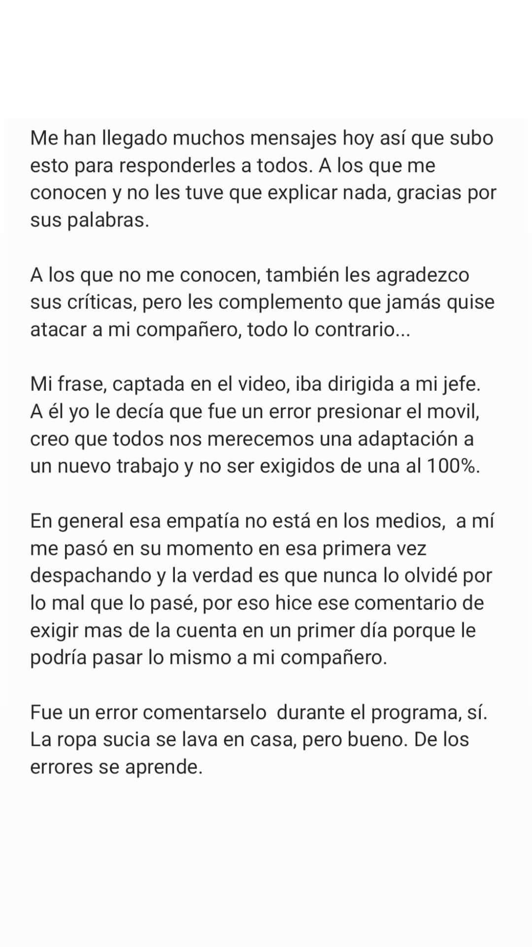 Periodista de TVN aclaró sus dichos al aire.
