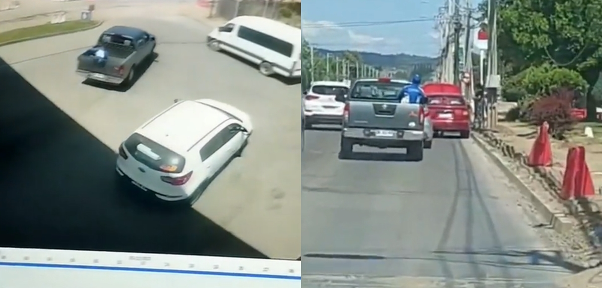 Graban peligrosa persecución de hombre que arrancó sin pagar de servicentro en Angol