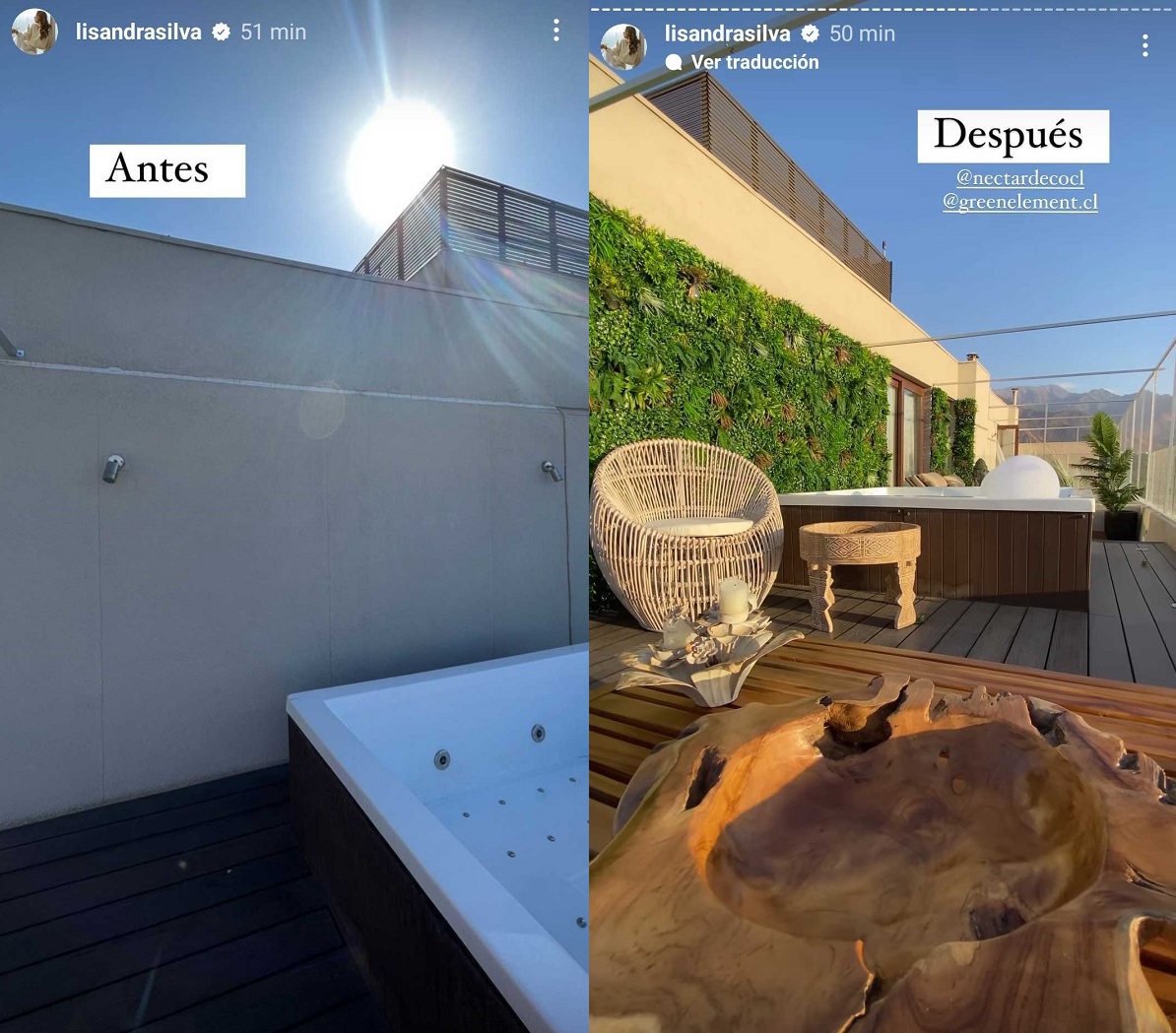 Antes y después terraza Lisandra Silva