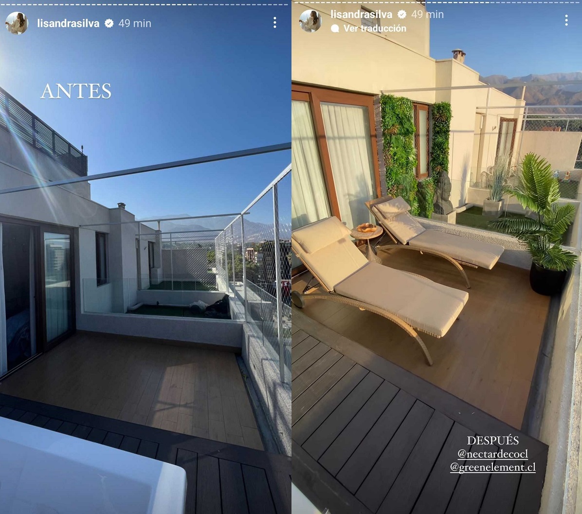 antes y después terraza Lisandra Silva