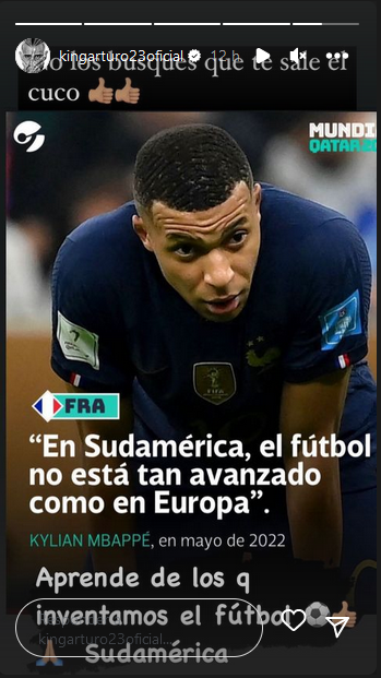 Arturo Vidal le mandó duro recado a Mbappé: "Aprende de los que inventamos el fútbol"