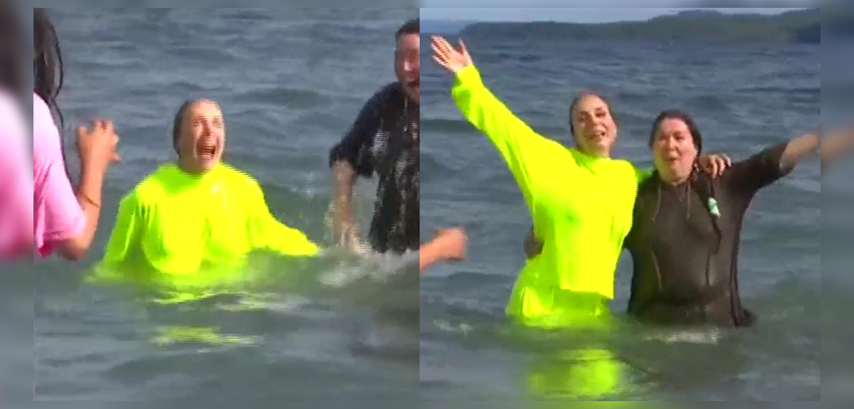 Karen Doggenweiler se atrevió con jugado chapuzón en pleno móvil: “¡La gente lo pide!”