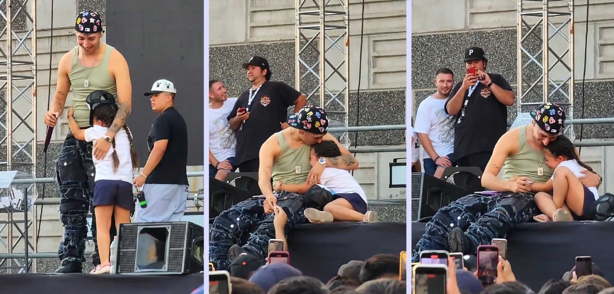 La abrazó y le firmó la polera: el tierno gesto de Pailita con pequeña fan que subió al escenario