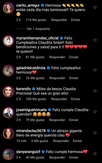 Saludos famosos cumpleaños Claudia Conserva