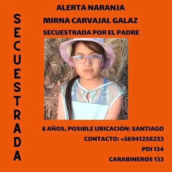 Mirna, niña 8 años desaparecida Peumo