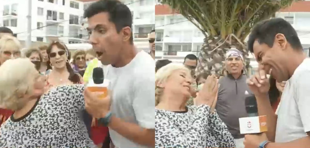JP Queraltó desató risas tras ser golpeado en vivo por adulta mayor 'karateca': 