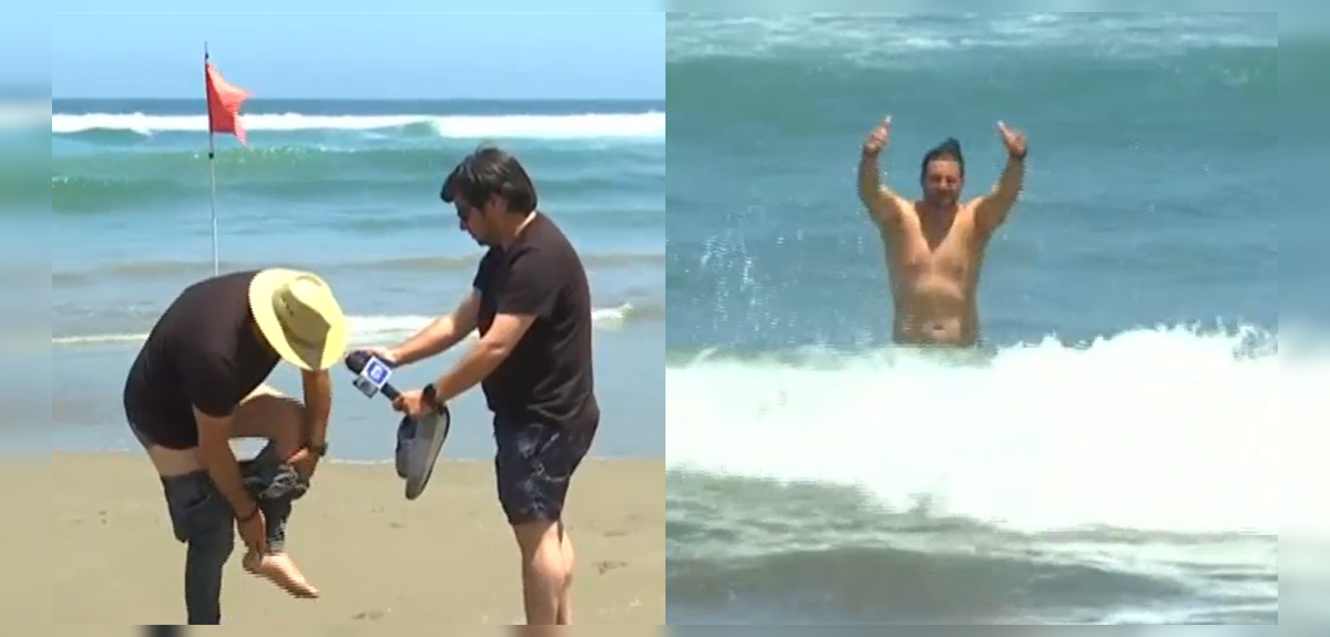 Simón Oliveros se la jugó con osado piquero en sunga en pleno móvil: “¡Te ves estupendo!”