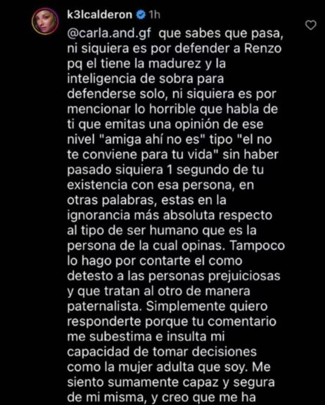 Kel Calderón defendió a su pareja Renzo Tissinetti tras cuestionado video redes sociales