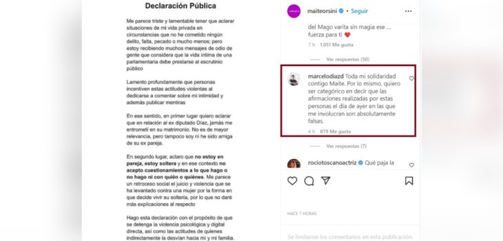 Declaración de Maite Orsini