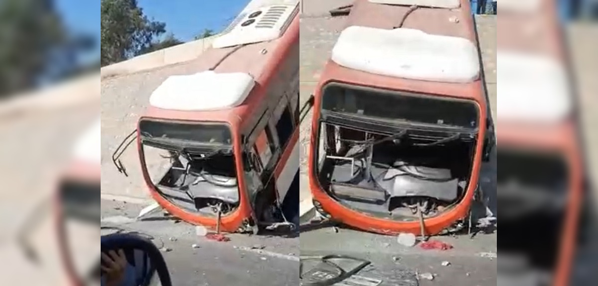 Bus del Transantiago protagonizó fuerte accidente en Puente Alto: quedó incrustado en autopista