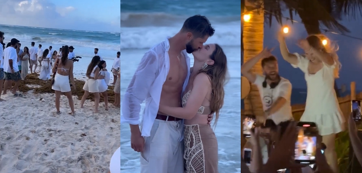 Belén Soto y Branko Bacovich hicieron prefiesta de matrimonio en México: invitados publicaron videos