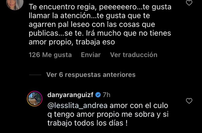 Daniela Aránguiz respuesta seguidora Instagram