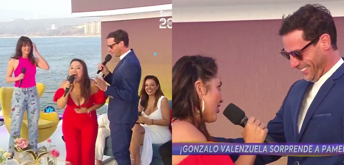 Gonzalo Valenzuela sorprendió a Pamela Leiva en Échale la culpa a Viña: tuvieron coqueto reencuentro