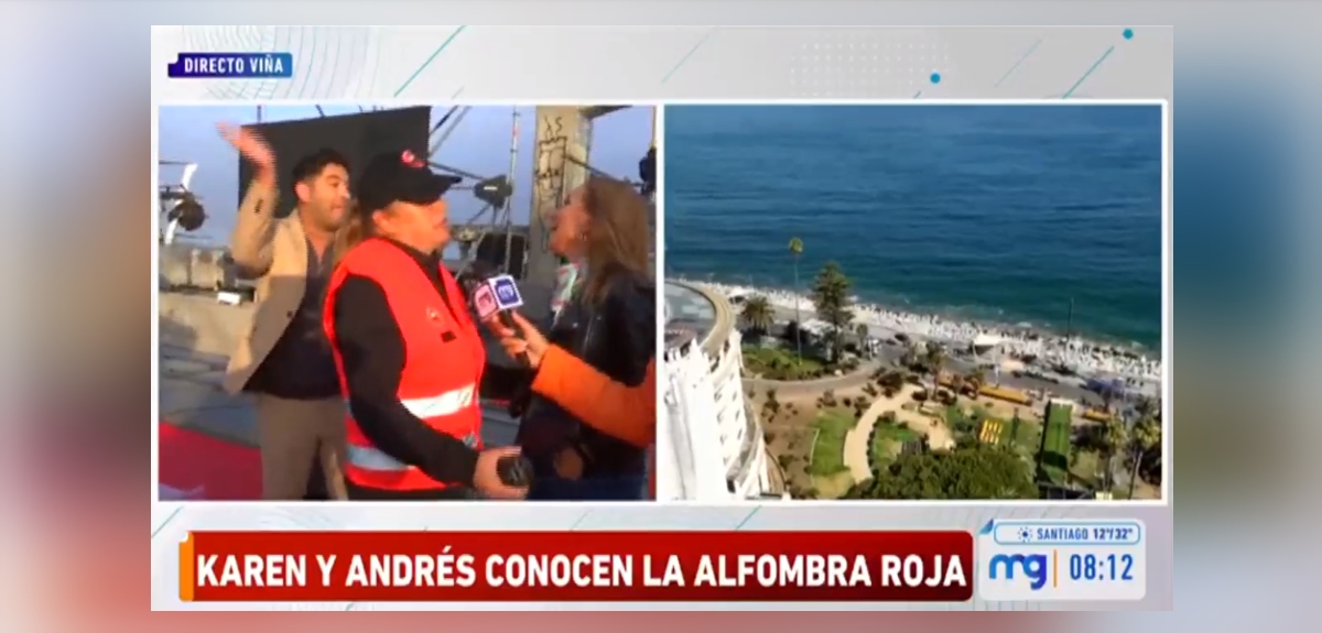Karen Doggenweiler y Andrés Caniulef vivieron incómodo momento en vivo con guardia en Viña