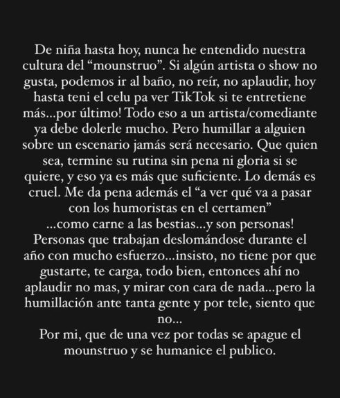 Lorena Capetillo contra El Monstruo de Viña tras show de Belén Mora: "Humillar jamás será necesario"