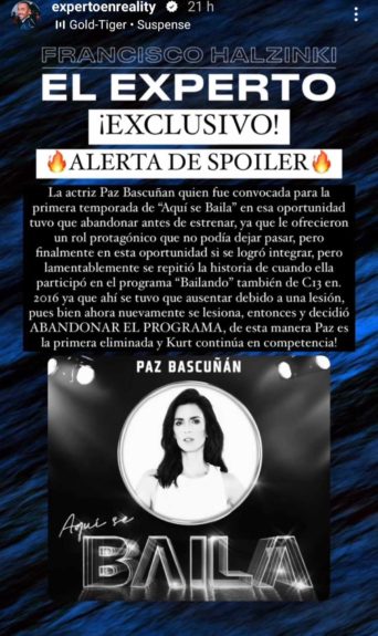 Paz Bascuñán abandonó Aquí se Baila por lesión
