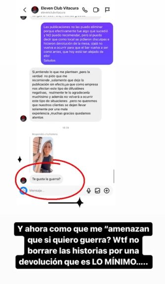 Rebe Naranjo amenaza restorán