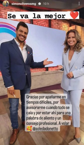 Simón Oliveros despide Soledad Onetto Mega