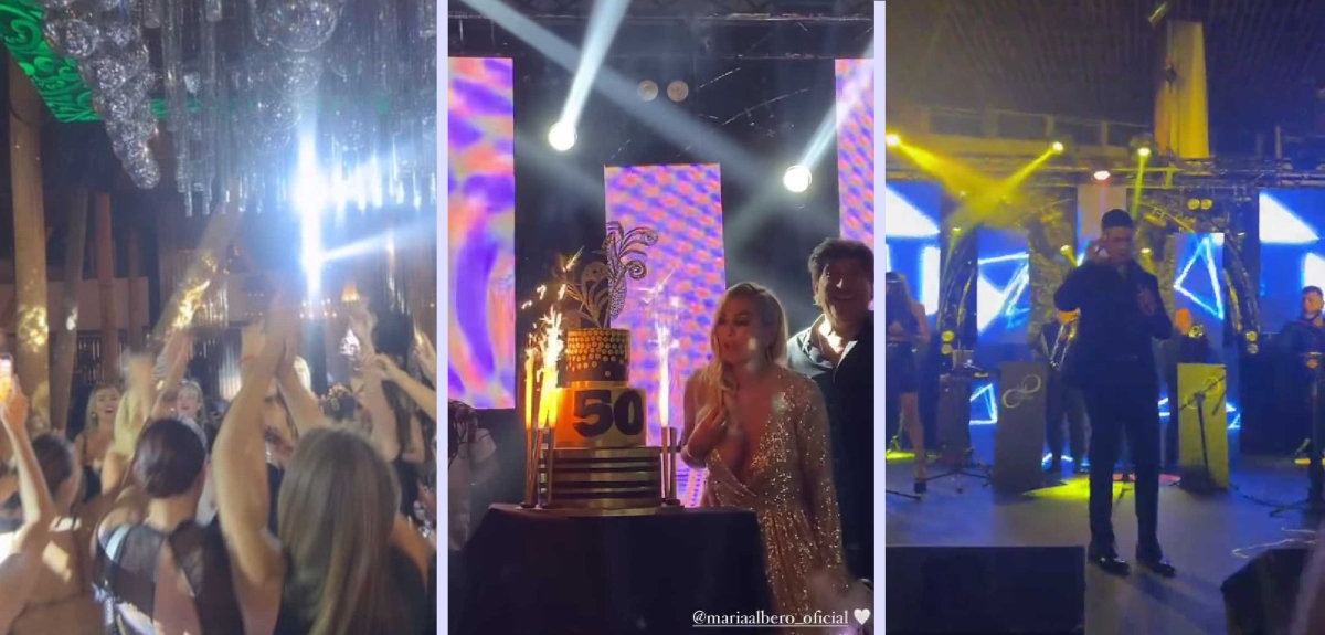 María Alberó celebró sus 50 años con apoteósica fiesta: incluyó show privado de Américo