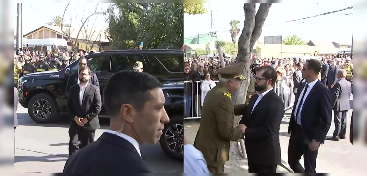 La abucheada llegada de presidente Boric a velorio de sargento Olivares: le gritaron 