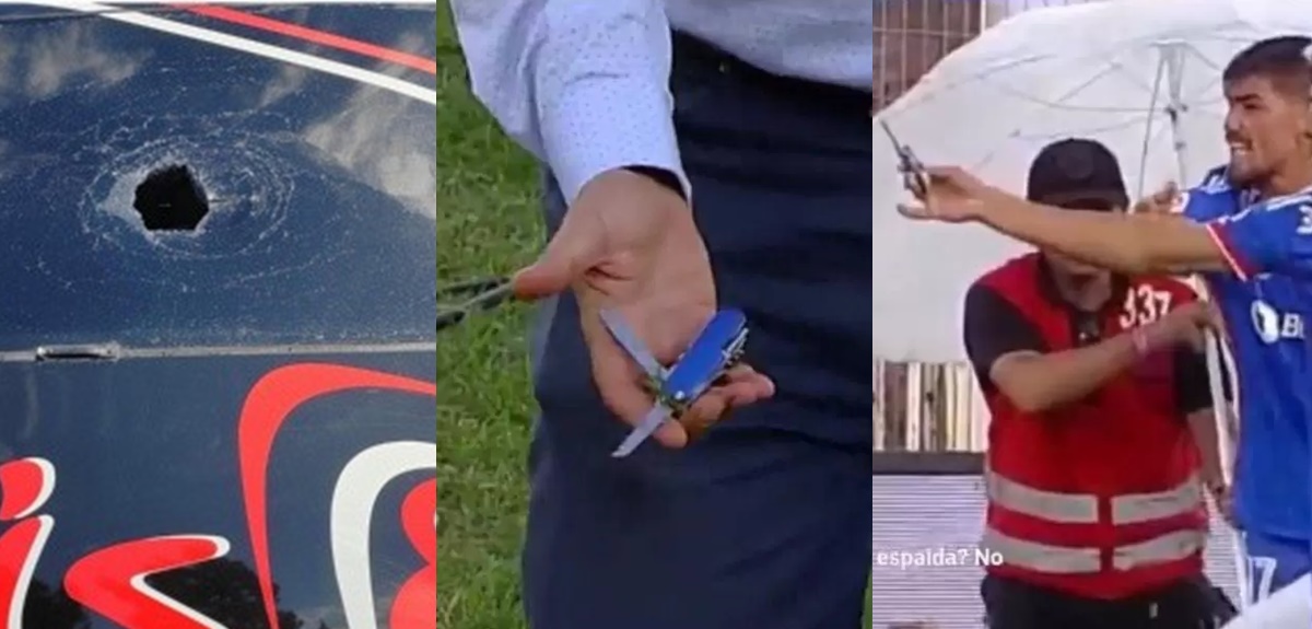 Hinchas lanzaron piedras a bus de la U y un cortaplumas a la cancha: Colo Colo 