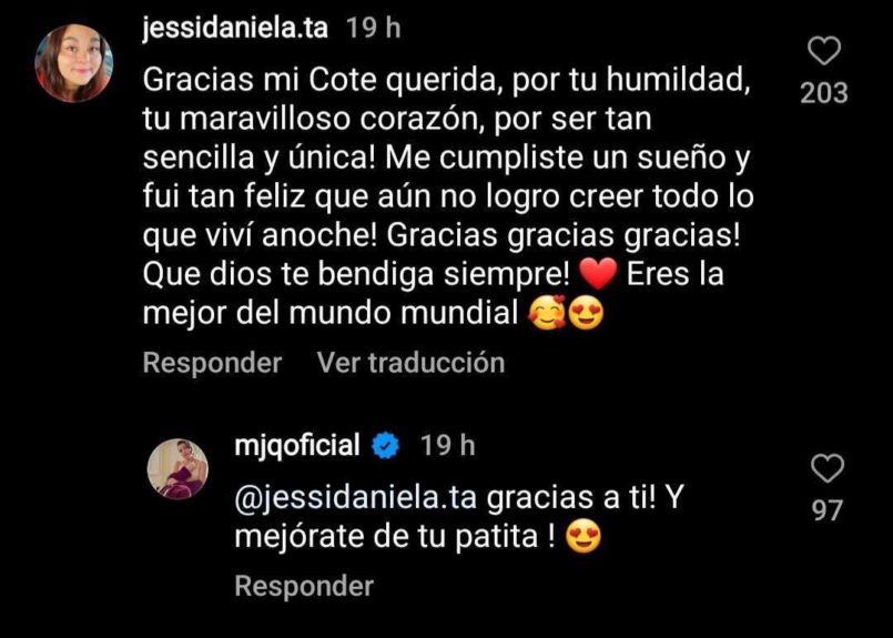 María José Quintanilla fanática agradecimiento