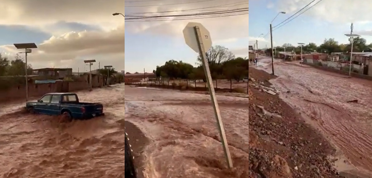 Los registros de lluvias anormales en San Pedro de Atacama: se extendieron por al menos 40 minutos
