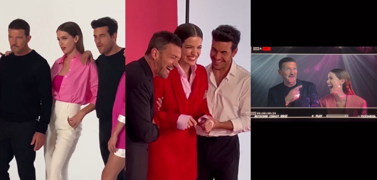El detrás de cámara de Millaray Viera con Antonio Banderas y Mario Casas: salen riendo a carcajadas