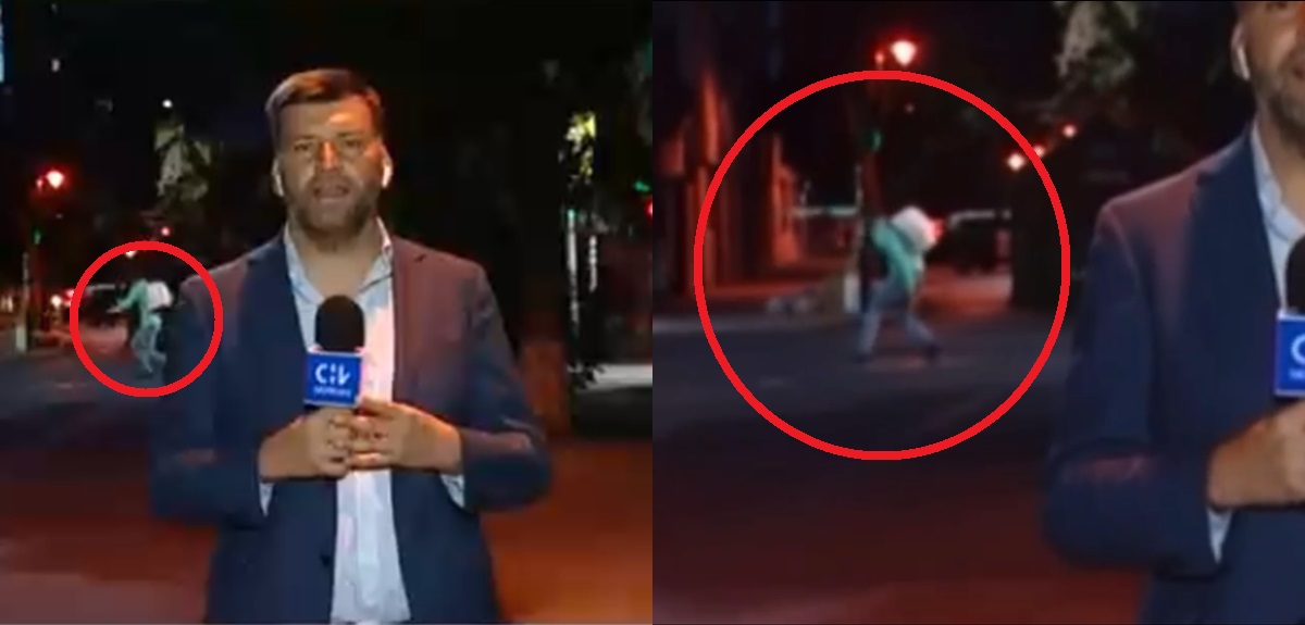 Transeúnte se robó la atención en despacho de CHV Noticias tras curioso y cómico actuar