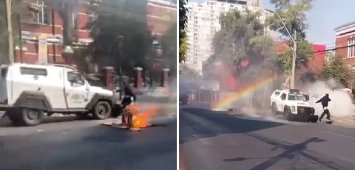 Carro blindado de Carabineros atropelló a estudiante que protestaba fuera del Liceo Barros Borgoño