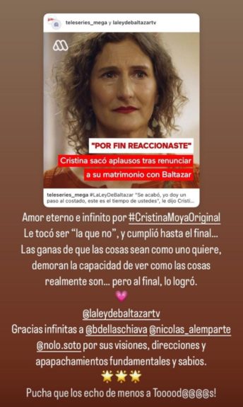 Francisca Imboden sobre decidora escena de su personaje en La ley de Baltazar: "Lo logró"