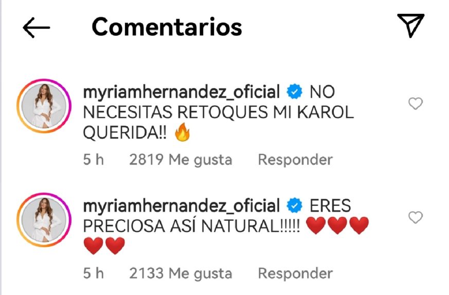 Karol G retoques fotos mensaje Myriam