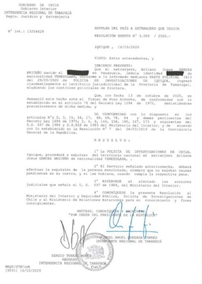 Los antecedentes de Ovimarlixion Garcés Briceño: tenía orden de expulsión del país desde 2020