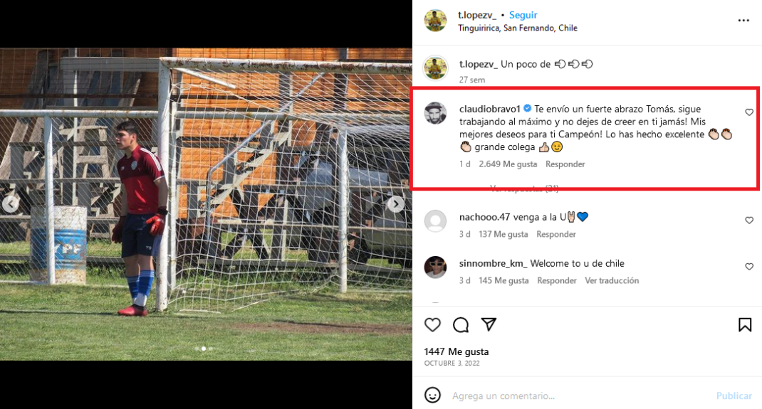 Claudio Bravo sorprendió a arquero de Chimbarongo que recibió 10 goles: "No dejes de creer en ti"