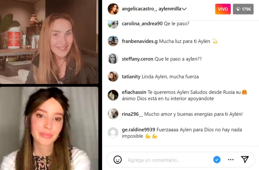 Aylén Milla en transmisión con Angélica Castro