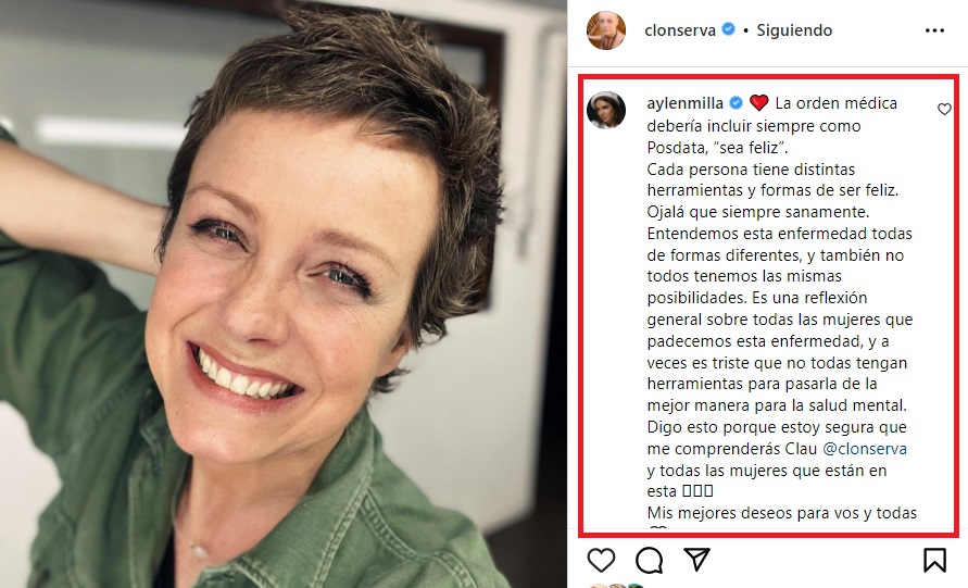 Mensaje de Aylén Milla a Claudia Conserva