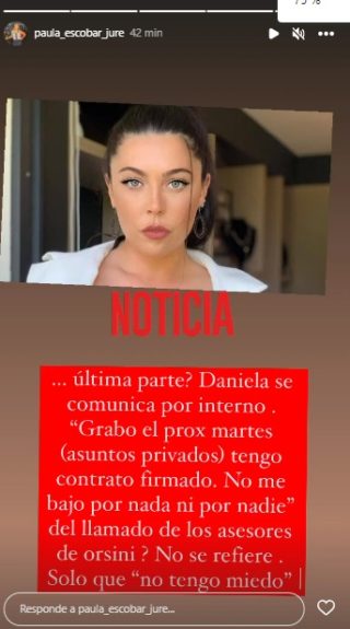 Respuesta de Daniela Aránguiz a Paula Escobar